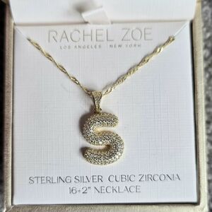 Rachel Zoe Letter "S" Necklace, Sterling SilverCubic Zirconia, Size: 0.6X0.6in
